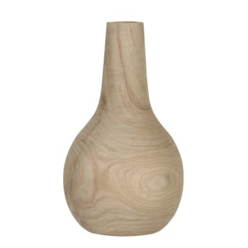 Pia - Vase en bois de paulownia marron clair H28
