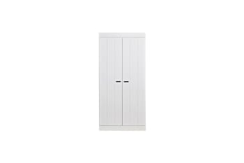 Connect - Armoire 2 portes et 1 étagère en bois blanc