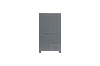 Dennis - Kleiderschrank, 2 Türen und 2 Schubladen, anthrazitfarbenes Holz, grau