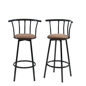 Lot De 2 Tabourets De Bar Réglables En Hauteur - Dossier Tissé, Pivotant 360°, Velours Doux | Gris Foncé