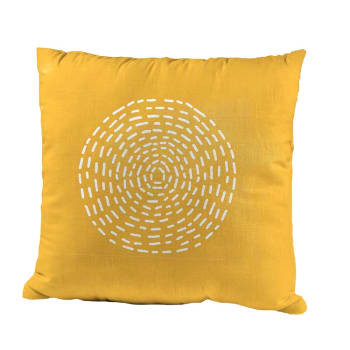 ÉTNICO - Cojín de exterior de círculo amarillo de tela