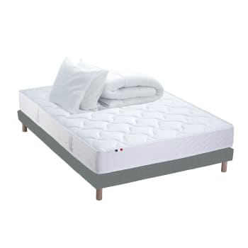 PACK ASTRE - Pack Ensemble Matelas Ressorts Sommier Couette Oreillers 140x190