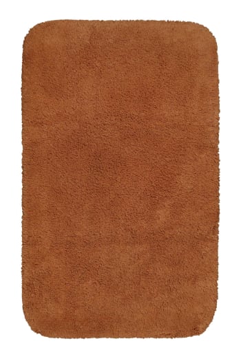 Tappeto da bagno in cotone pelo lungo terracotta 70x120 Ole