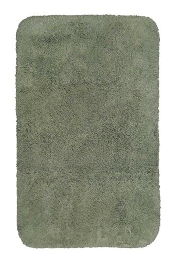 Ole - Tappeto da bagno in cotone pelo lungo verde cachi 60x100