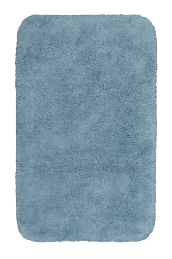 Ole - Tappeto da bagno in cotone pelo lungo grigio-blu 80x150