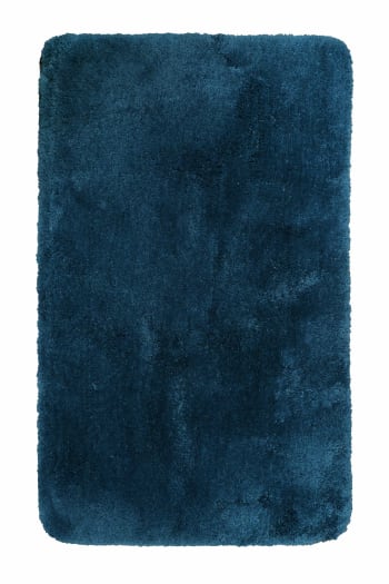 Porto azzurro - Tapis de bain microfibre très doux uni bleu pétrole 80x150