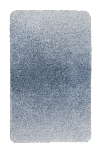 Luuk - Flauschiger Badteppich blau, waschbar und rutschhemmend 60x100