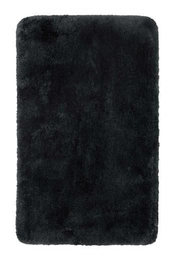 Porto azzurro - Tapis de bain microfibre très doux uni noir 80x150