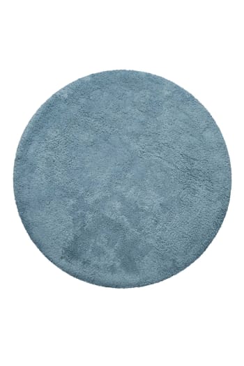 Ole - Kuscheliger Badteppich rund blau, waschbar, rutschhemmend 90x90