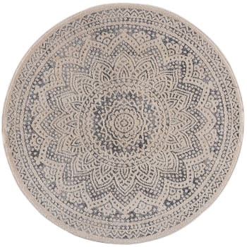 Flät - Tapis rond scandinave tressées crème et gris 120x120cm