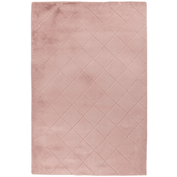 Fur - Tapis super soft à motif 3D losanges rose poudré 80x150cm