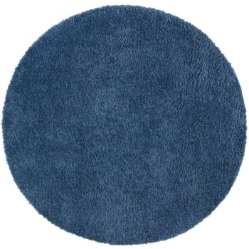 Softy - Tapis à poils longs rond SOFTY bleu 80x80cm