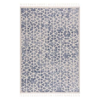 core - Kelim Honey Comb - Bleu 140 x 200 cm Tapis De Laine