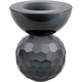 Crystal art - Portacandele in vetro di colore nero 8.50x7x7cm