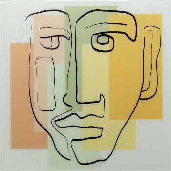 Art Face - Tableau visage abstrait fond pastel en verre 100x100