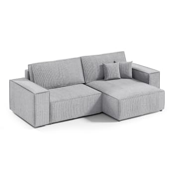 Canapé d'angle 3 places velours côtelé gris