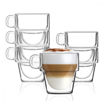 glastal 4x100ml Tasses à Espresso en Verre Transparent,Verre à Double Paroi, Verre à Café : : Cuisine et maison