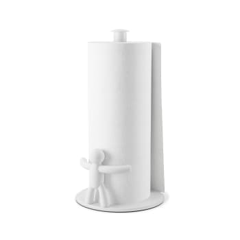 Porte-Rouleau Essuie-Tout Sur Pied - Base En Céramique Lourde Et Stable, Design Blanc Élégant Pour Cuisine, 18 Cm X 32 Cm