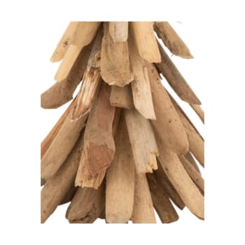 Sapin de Noël décoratif à led en bois naturel 22.5x22.5x60 cm