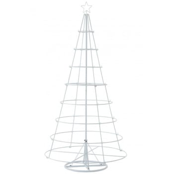 Arbre de Noël conique à décorer en métal blanc 94x94x188 cm