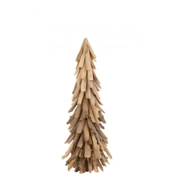 Sapin de Noël décoratif à led en bois naturel 27x27x80.5 cm