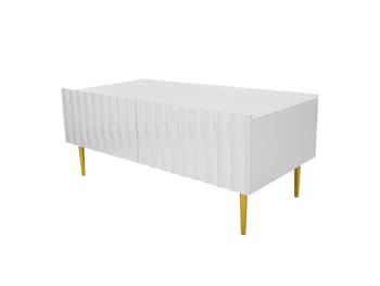 Ambre - Table basse style contemporain 120 cm blanc / doré