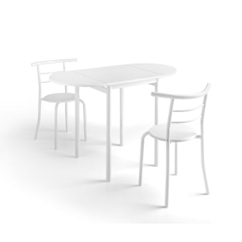 CMC - Conjunto de cocina eva mesa y 2 sillas blanca. Patas lacadas blanco.