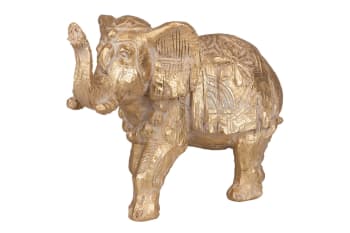 Elefante dorado de resina 36x15x25cm