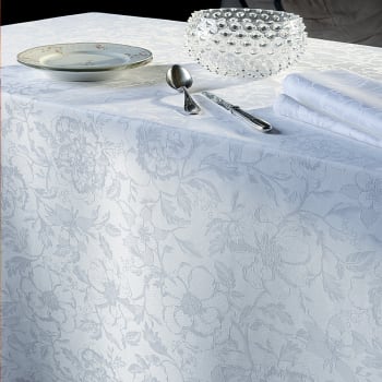 Mille charmes blanc - Nappe  pur coton blanc 180X300