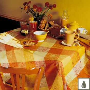 Mille couleurs soleil - Nappe enduit imperméable pur coton orange 175x250