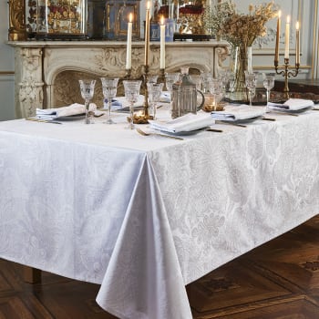 Mille isaphire blanc - Nappe carrée  pur coton blanc 89x89 cm