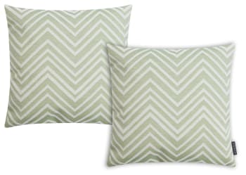 Lobos - Housses de coussin outdoor motif zig-zag vert /blanc-Lot de 2-50x50cm