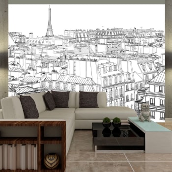 Papier peint panoramique architecture croquis parisien 200x154 cm