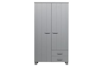 Dennis - Kleiderschrank mit 2 Türen und 2 Schubladen aus Holz, grau