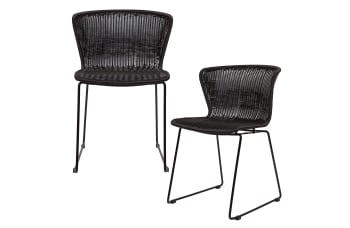 Wings - Lot de 2 chaises indoor et outdoor en résine tressée noir