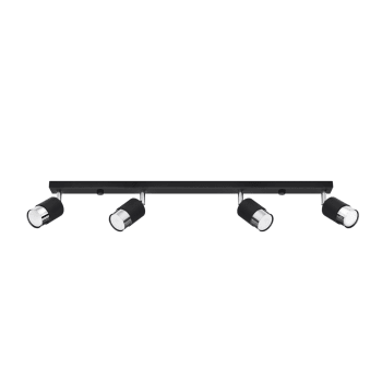 Nero - Lámpara de techo negro/cromo acero  alt. 18 cm