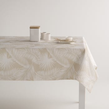 Banzai beig - Tovaglia in cotone stampato antimacchia beige 140x200 cm