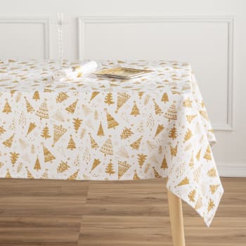 Collection de noël imprimée - Mantel antimanchas 100% algodón estampado navidad oro 140x100 cm