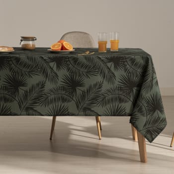 Banzai verde - Mantel antimanchas 100% algodón estampado verde y negro 140x300 cm
