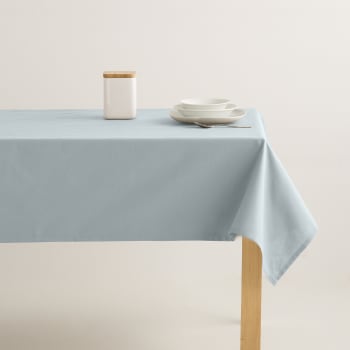 Kahu cielo - Nappe en coton biologique antitâche lisse bleu 140x300 cm