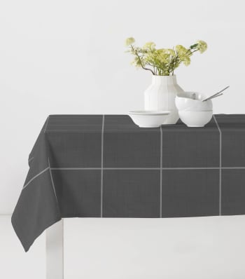 Window antracita - Mantel antimanchas 100% algodón estampado tables anthracite 140x240 cm