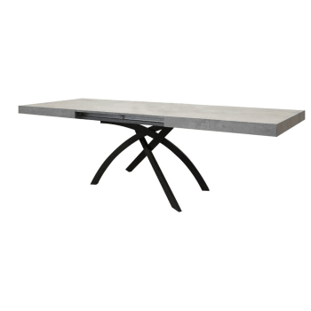 Tavolo da pranzo allungabile cm 80 x 120/160 x 77 h in metallo grigio  HELIOS