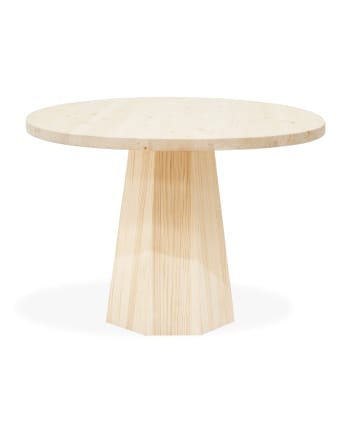Tina - Mesa de comedor redonda de madera maciza en tono natural de ø115