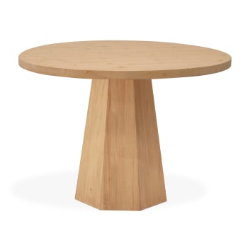 Tina - Mesa de comedor redonda de madera maciza en tono medio de ø115x75cm