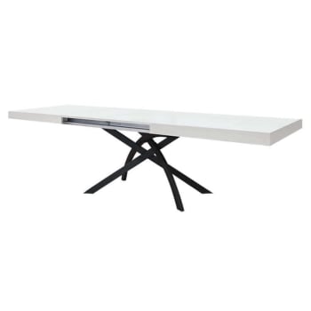 RHEA - Tavolo da pranzo allungabile cm 90 x 140/180/220 x 77 in legno bianco