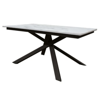 CYGNI - Tavolo da pranzo allungabile cm 90 x 160/220 x 77 h in metallo bianco