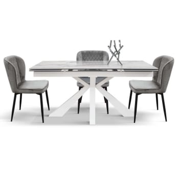 VENUS - Tavolo da pranzo allungabile cm 90 x 160/240 x 76 in metallo bianco