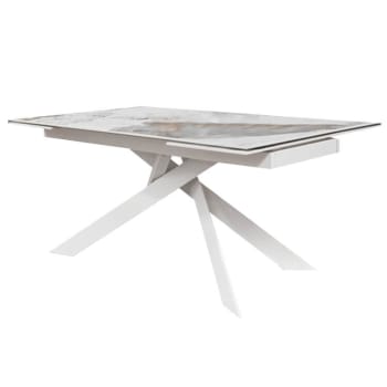 AENIGMA - Tavolo da pranzo allungabile cm 90 x 160/240 x 76 in metallo bianco