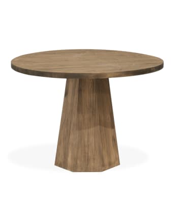 Tina - Mesa de comedor redonda de madera maciza tono envejecido de ø115x75cm