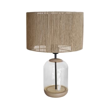 SVALBARD B - Lampe de salon bois et verre naturel et transparent